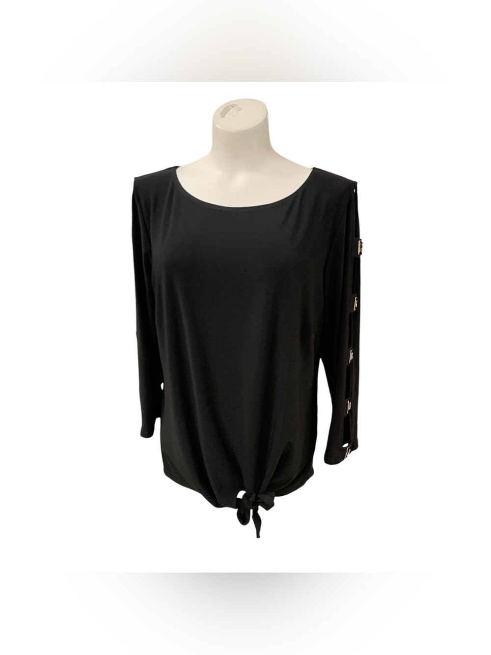 Franklyman Black Tie-Hem Long Sleeve Top Size L
